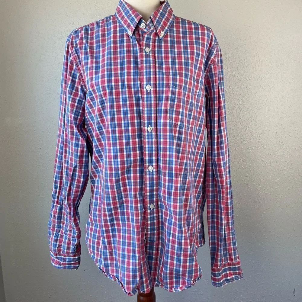 GAP Lived-In Plaid Button Down Shirt Size L EUC